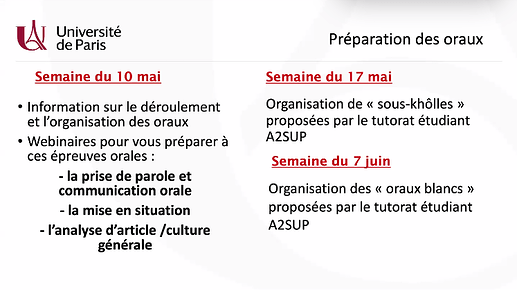 dates oraux up